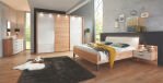 LIVORNO 7825 19 Astkernbuche Gl.Champ.SWT300cm m.PPT+Bel Bett 180x200cm Rautensteppung Naka schw. 2S