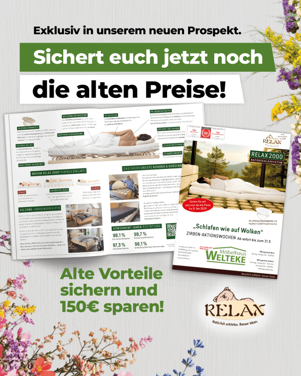 Zirben-Aktionswochen bei Möbel Welteke – Relaxaktion
